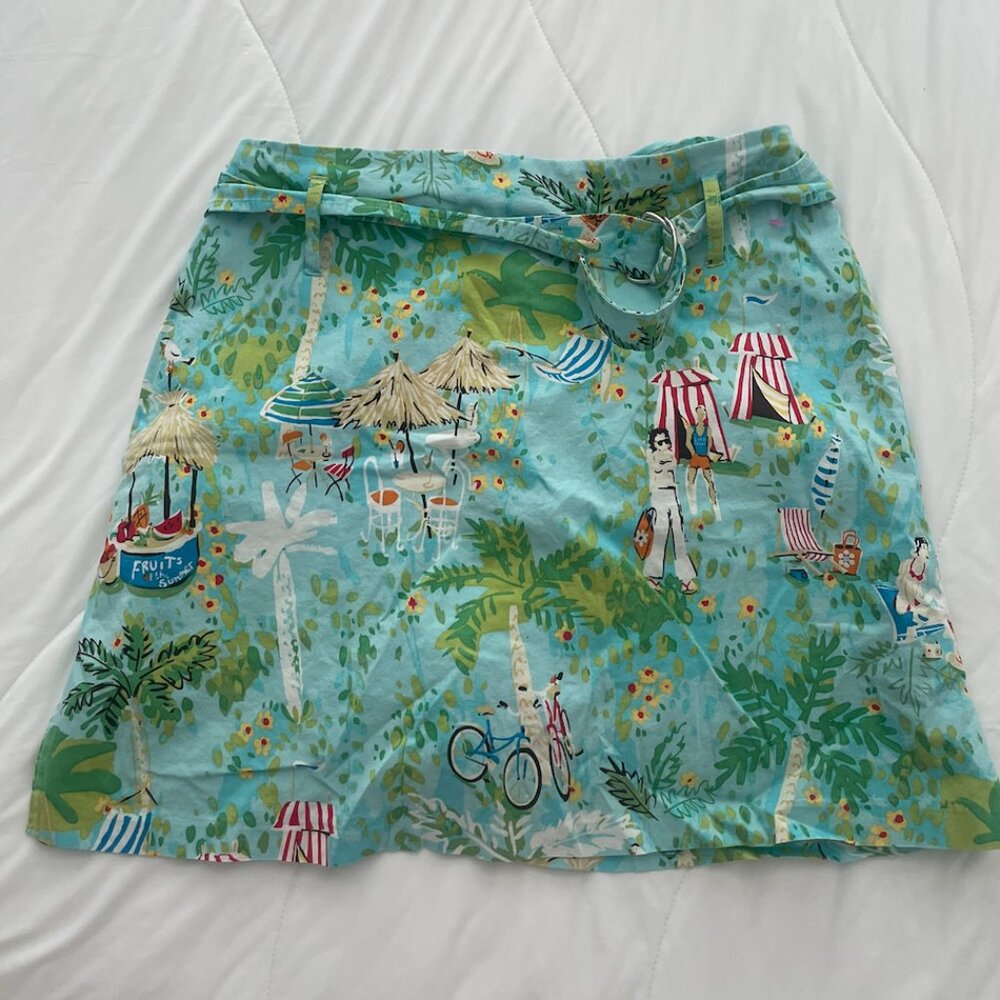 Preppy Vacation Tropical Artsy Grandma Vaca  Shorts Skort Mini Belted Skirt